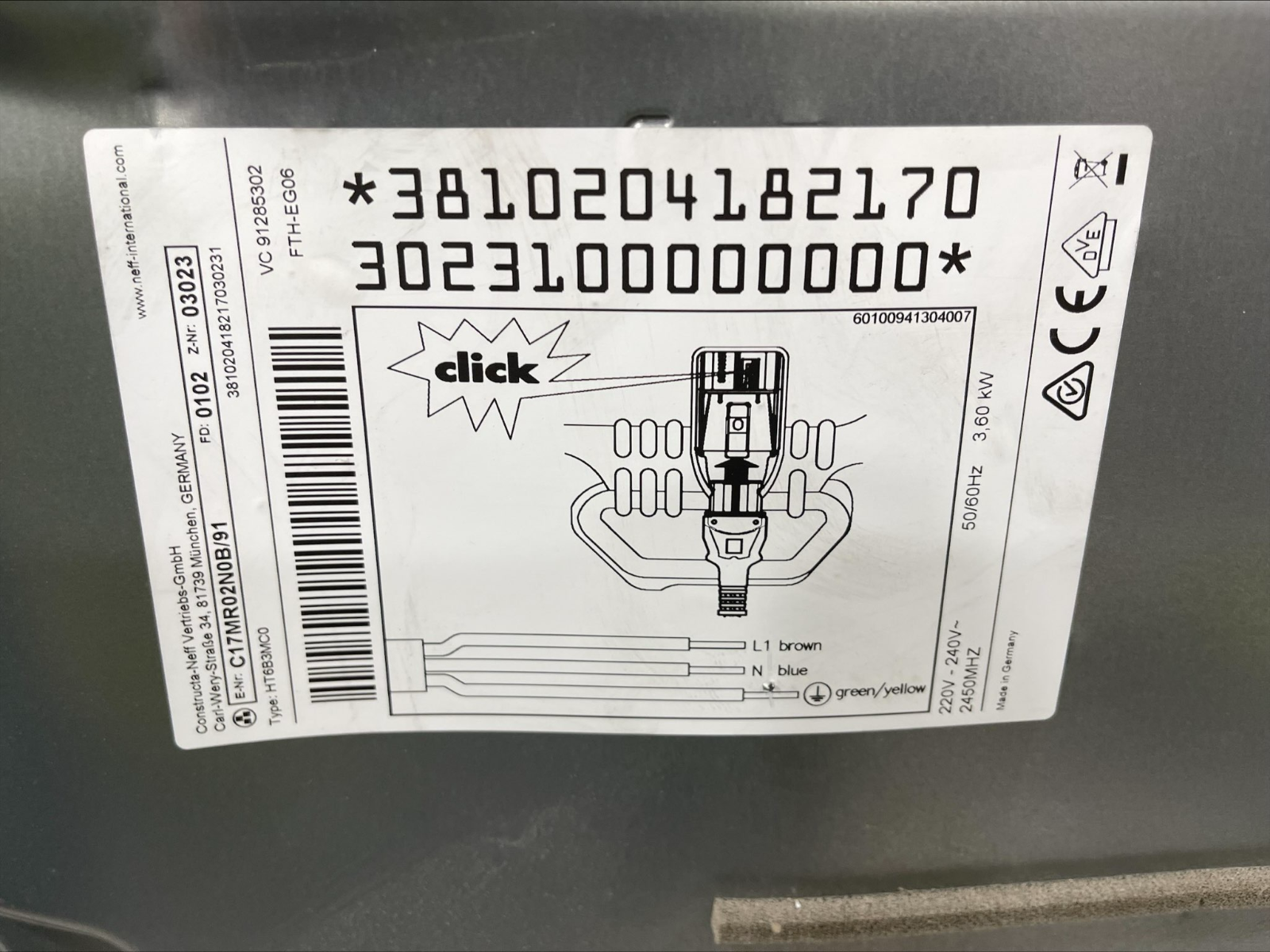 Neff Compact Combination Microwave Oven C17MR02N0B eBay