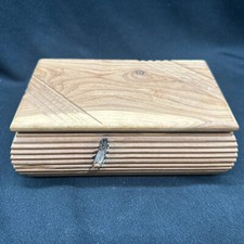 Vintage Carved Cedar Wooden Hinged Lidded Treasure Trinket Box Cool Knot Hole