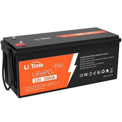 Litime LiFePO4 12V 200Ah PLUS 200A BMS Lithium Battery for RV
