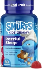 The Smurfs 1mg Melatonin Gummies for Kids with Chamomile & Lemon Balm 50 gummies