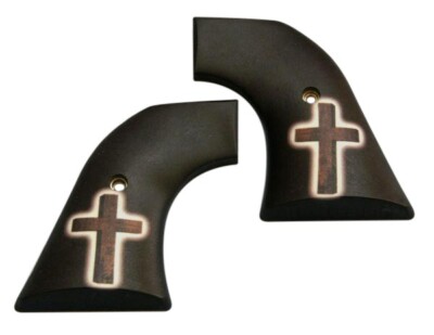 Hand of God Cross on Black Custom Ruger Wrangler Grips 22LR