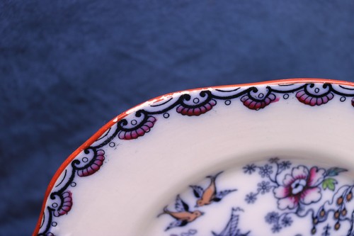 Edge Malkin Blue Flow Oriental Scene 10 7/8 " Oval Platter HONG Chinoiserie 1870 - Picture 2 of 6