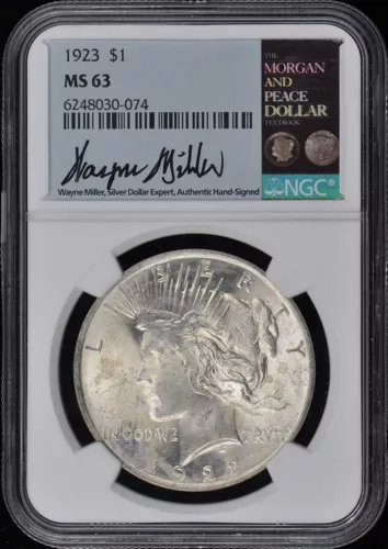 1923 Peace Dollar S$1 NGC MS63