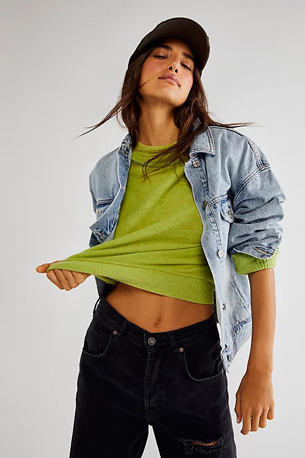 Free People Cora Cashere Crew Sweater-S-$148 MSRP-A602-8 UK