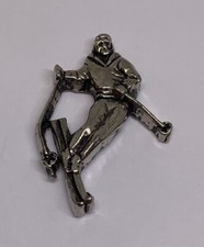 Vintage Silver-Tone Skier With Poles Downhill Alpine Skiing Ski Lapel Pin 231