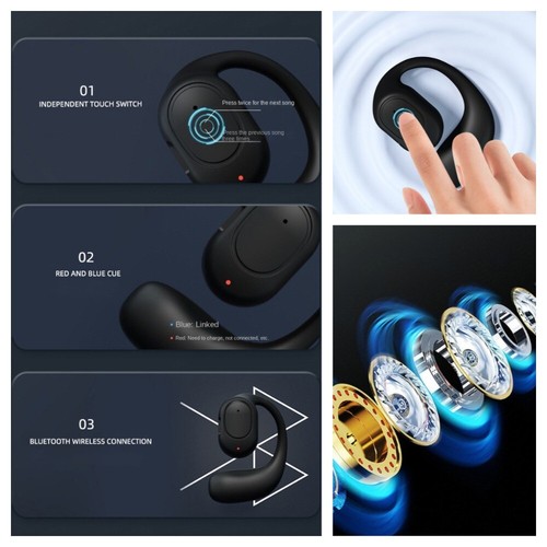 Singolo orecchio Auricolare Bluetooth Controllo touch Cuffie musicali, - Zdjęcie 4 z 13