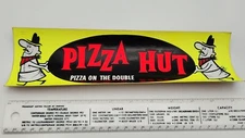 NOS Vintage 1970s Pizza Hut Pete "On the Double" Advertising Bumper Sticker USA