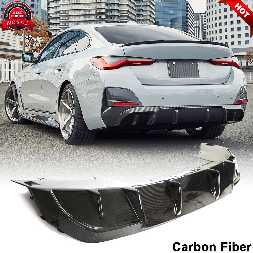 For BMW i4 M50 M Sport 2022UP REAL CARBON FIBER Rear Bumper Diffuser Lip Spoiler