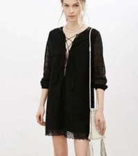 Urban Outfitters Little White Lies Black Lace Coverup Dress size L NWT