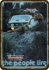 1972 Ford Mustang & FIRESTONE Tires Vintage-Look DECORATIVE REPLICA METAL SIGN
