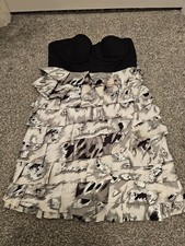 Lipsy Layer Satin Black Grey Dress Size 8