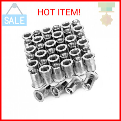 40Pcs 1/4”-20 Rivet Nuts Stainless Steel Threaded Insert Nut 1/4-20UNC ...