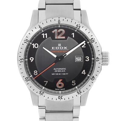 Edox Chronorally 1 Steel 45mm Black Dial Automatic Mens Watch