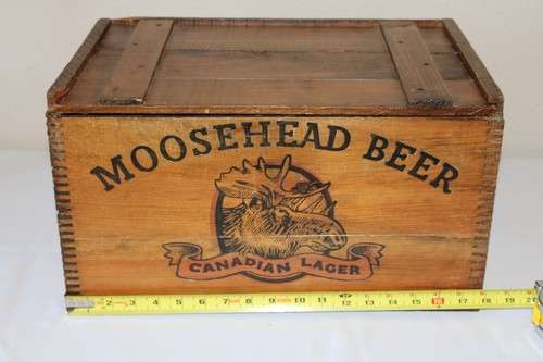 Vintage Moosehead Canadian Lager Dovetailed Wood Beer Box Wooden Crate Moose - Picture 2 of 17