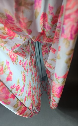 Size M, NYMPHE Blue W/ Florescent Hot Pink Flowers Long Flowy Dress Dreamlike - Picture 7 of 13