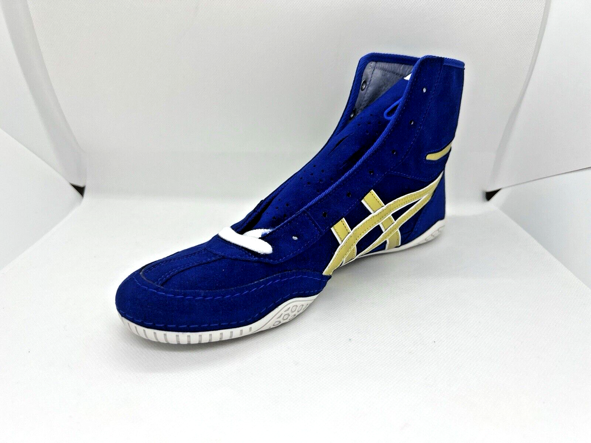 asics Boxing Wrestling Shoes 1083A001 Blue Gold Line White New EX