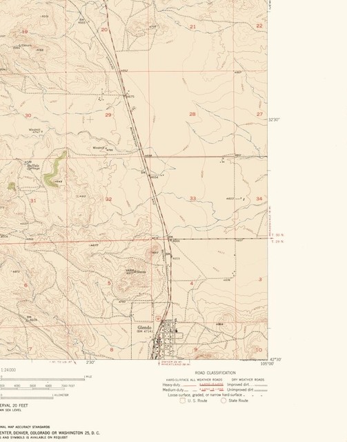 Topo Map Glendo Wyoming Quad USGS 1949 23.00 x 29.26 eBay