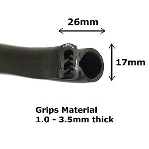 23 Mm x 15 Mm-se adapta a 1 Mm 4 mm Sello de puerta de coche ajuste del borde de goma universal