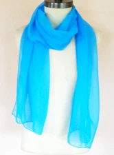 Cejon Sheer Solid Light Blue 70 x 19 1/2 inch Scarf 100% Polyester Made in USA