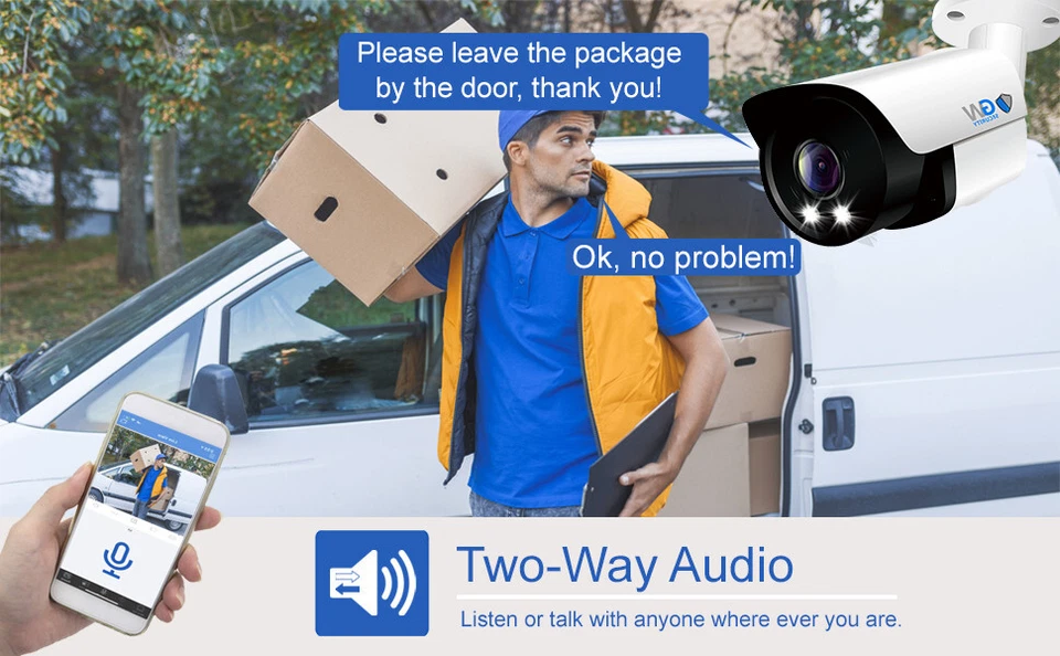 8MP 2160p UHD 4K Two Way Audio Fulltime Color IP PoE Security Camera GW8028IP - Image 3 of 4