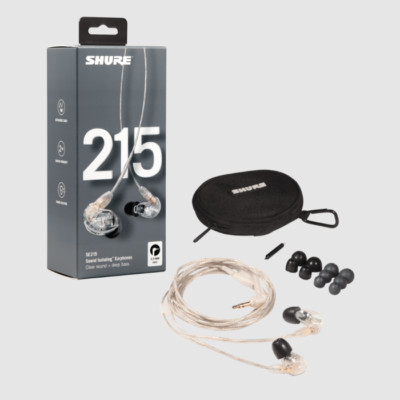 Shure SE215 Pro Sound Isolating In-Ear Monitors w/ Standard 64'' Cable - Clear