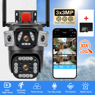 V380 APP Dual Lens WiFi IP Camera Wireless Outdoor CCTV PTZ Home Security IR Cam