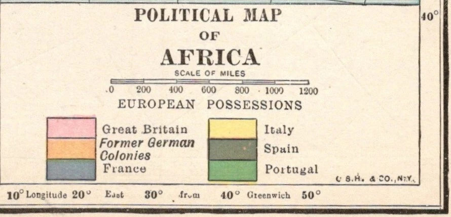 Mapa de África de 1923 de "Lucha" para colonizar África a la "Shuffle" después de W W 1 Foto 3 de 4