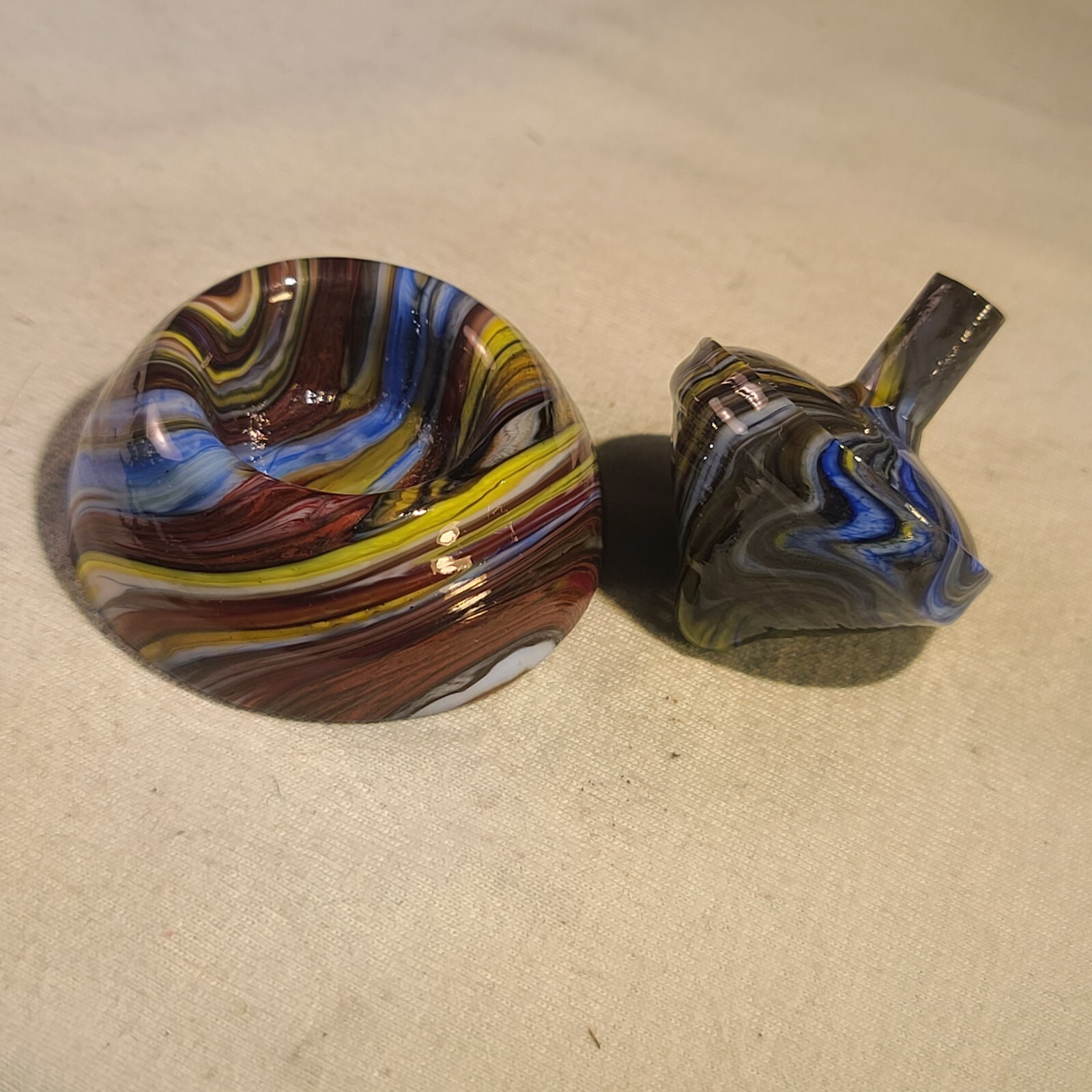 ANDY DAVIS, Glass Art Spinning Top & Base, Megans Run (?), #255A