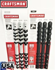 6pc CRAFTSMAN SOCKET HOLDER RAILS RACKS 1/4 3/8" 1/2" MOUNTABLE USA MADE SAE MM