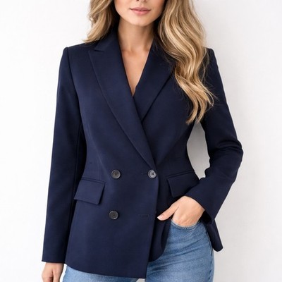 Zara Basic Collection Navy Classic Preppy Academy Blazer Jacket,  Morocco XS EUC