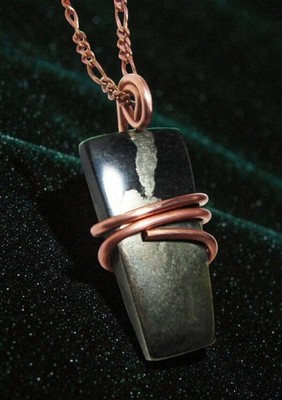 Healer's Gold Apache Gold Worry Stone Pendant Reiki Infused Pyrite Magnetite #27