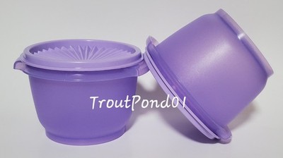 TUPPERWARE Servalier Bowls 20oz Capacity Set 2 Lilac Purple Matching Seals