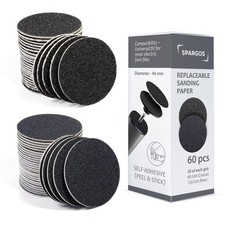Spargos Foot File Refill Pads, 60 Pack, 80 and 120 Grit Discs