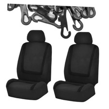 YoRise 2PCS Car Front Seat Cover, Polyester Breathable Automotive Seat Black