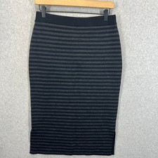 Eileen Fisher Pencil Skirt Womens XS Black Gray Merino Wool Striped NWT