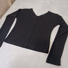 Y2K Anthropologie Front & Rear V-Neck Longsleeve Black Pullover USA Made Women S
