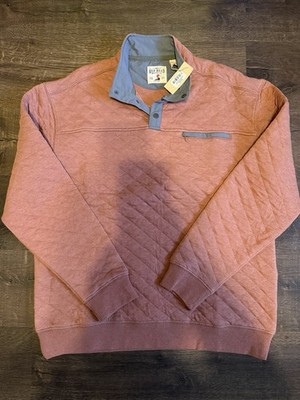 New Red Head Brand Co Men's Long Sleeve 1/4 Button Sweater Orange Red, Size L