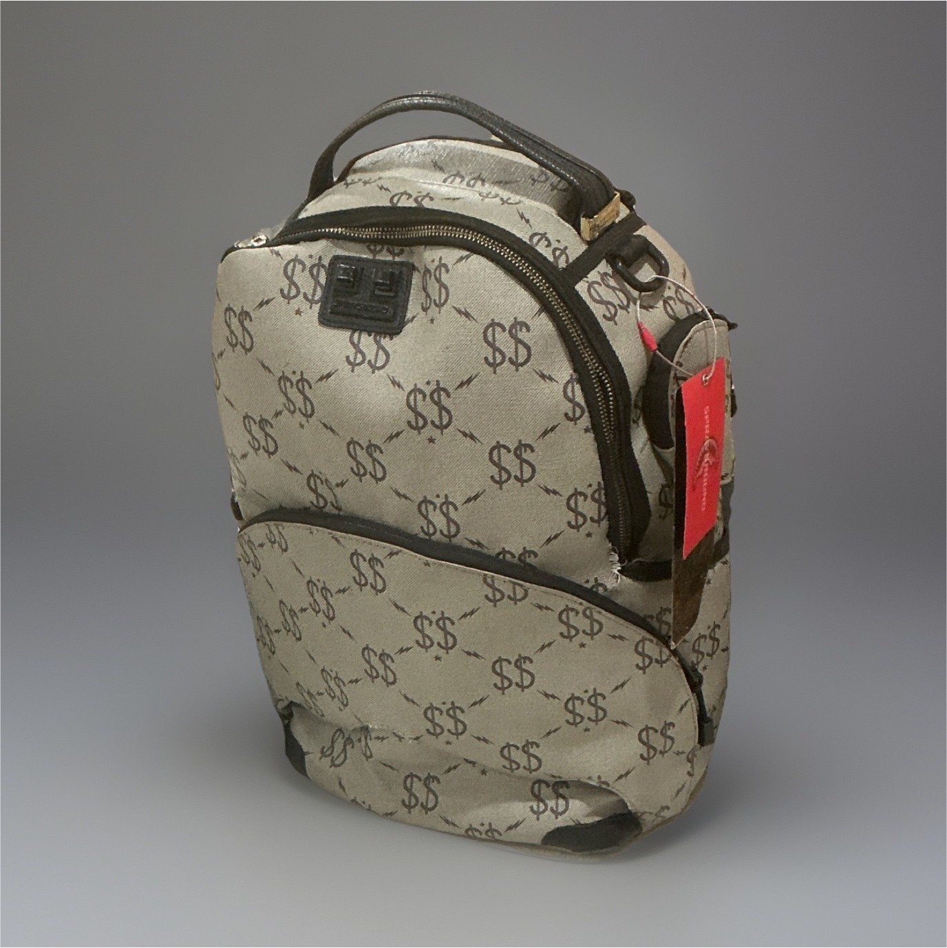 Sprayground Money Pattern Backpack Beige Black Ad… - image 1