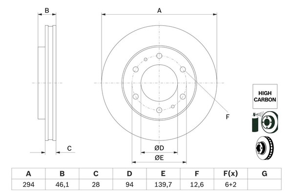 Bremsscheibe Vorderachse FüR Fiat Mitsubishi Fullback Pick-Up L200 / Triton-image