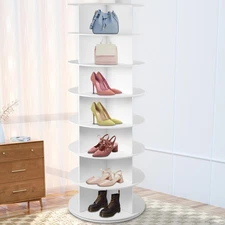 Round 360° Rotating 7 Tier Shoe Rack Tower Bag Display Organizer For Entryway