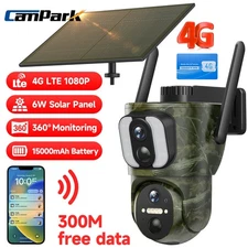 Campark 4G LTE Cellular Wildlife Trail Camera Solar Dual lens PIR Security Cam