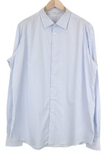 Suitsupply Men's Formal Shirt 47L/18 1/2 Blue Striped Slim Pure Cotton