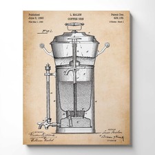 Farmhouse Coffee Bar Decor, Patent Coffee Urn Canvas Print, Ready To Hang