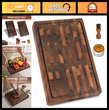 Solid Wood Walnut Cutting Board, End Grain Kitchen Board 17"x13"x1" - Durable