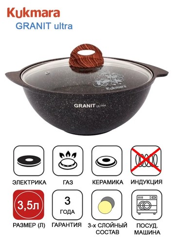 Aluminium Wok Kasan Kochtopf mit Deckel Granit Ultra Antihaft Kasan für Maki... - Bild 6 von 8