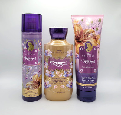 Bath & Body Works Rapunzel Disney Princess Body Mist Body Wash & Cream Set of 3