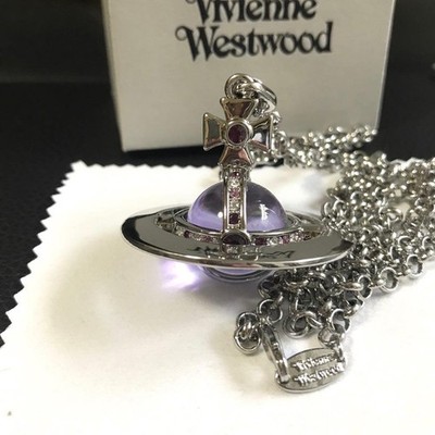 Vivienne Westwood ネックレス パープル オーブ Vivienne Westwood Necklace Small Orb Silver Purple Chain 80cm Top
