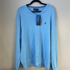 NWT Nautica NavTech Sweater Mens XL Alaskan Blue Knit Pullover V-Neck