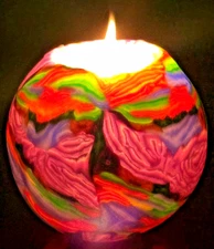 1980's * VINTAGE * NON-TOXIC * HAND MADE/PAINTED * GLOW CANDLE *  LARGE *