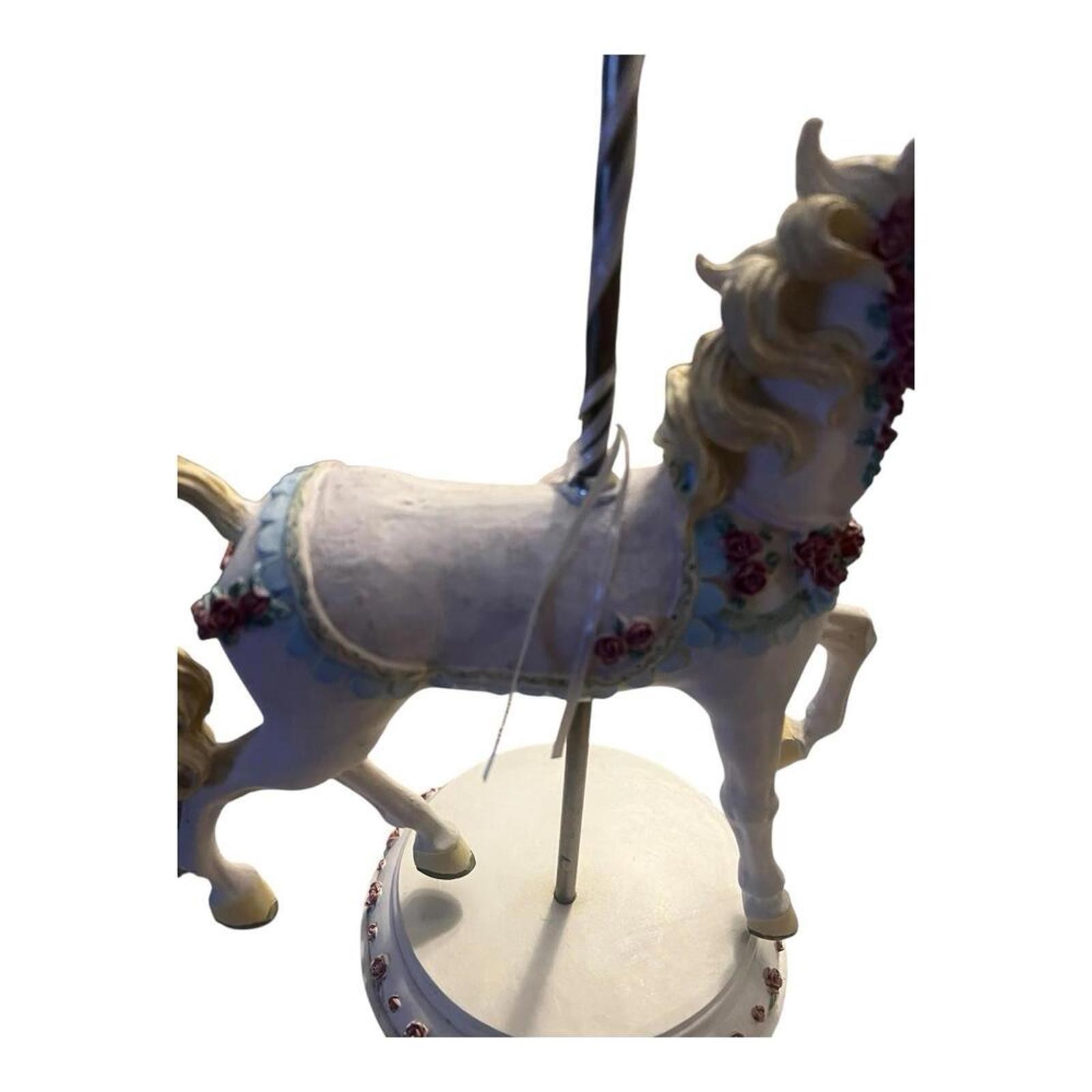 Vintage Carousel Horse Resin Heavy Large Brass Pole